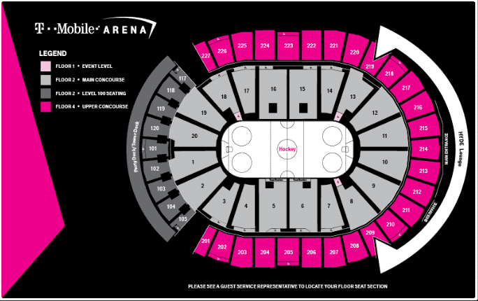 Hyde Lounge T Mobile Arena Seating Chart
