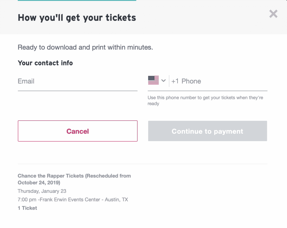 payment phojne number and email page for stubhub guests