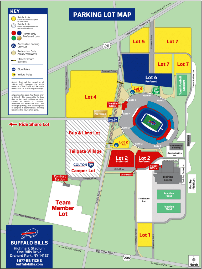 highmark stadium official parking lot map