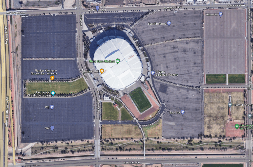 state farm stadium parking help overview map