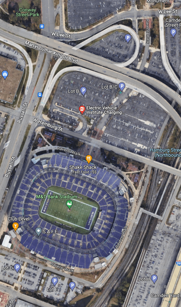 M&T Bank Stadium Parking Map Overview