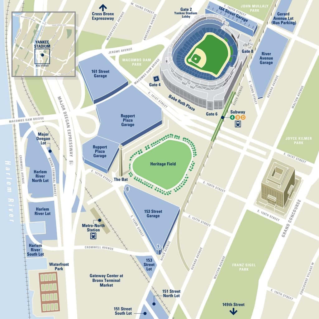 yankee stadium parking tips map