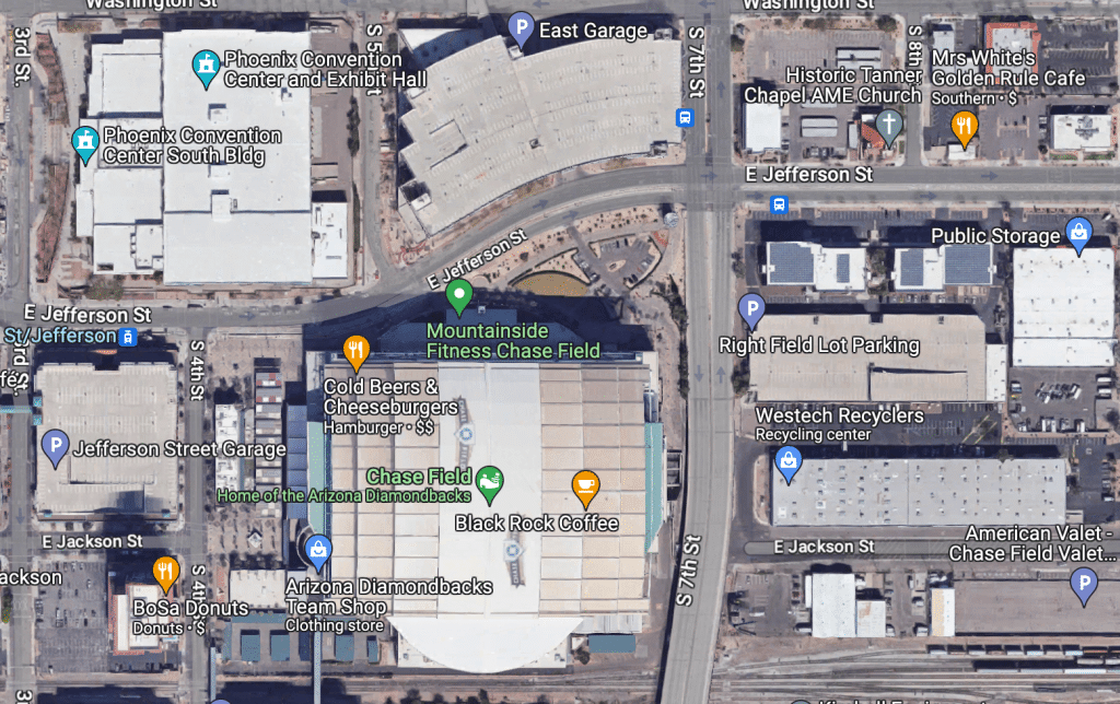 chase field parking tips overview map