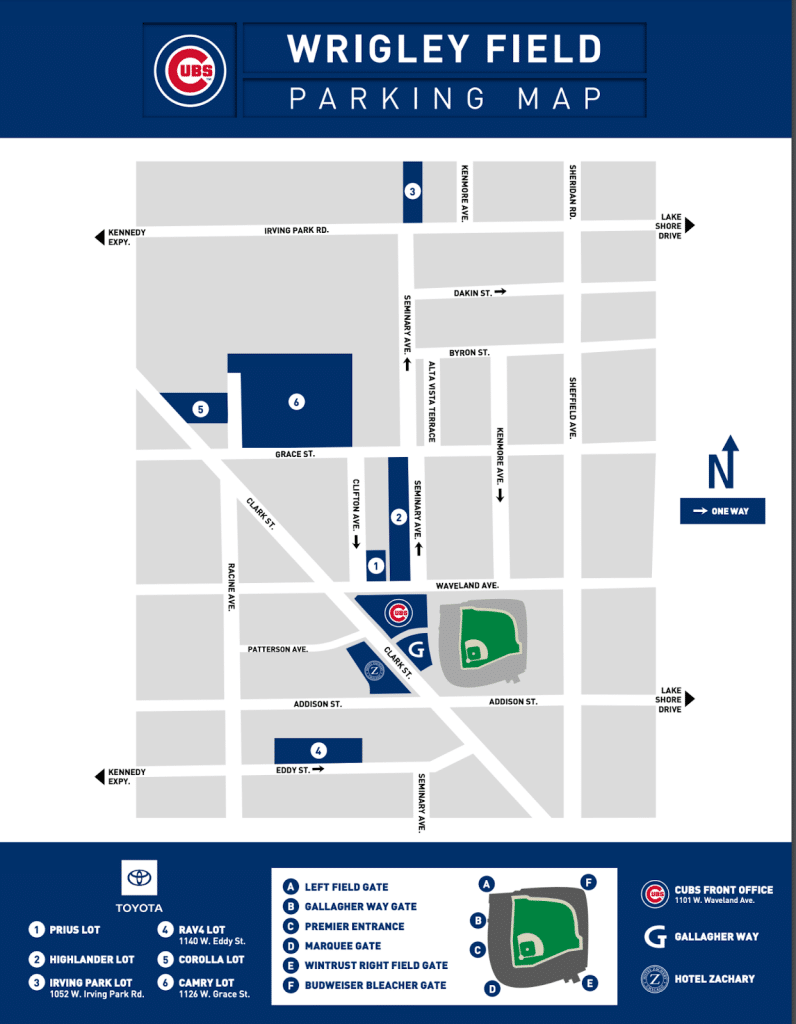 wrigley field official parking map and options