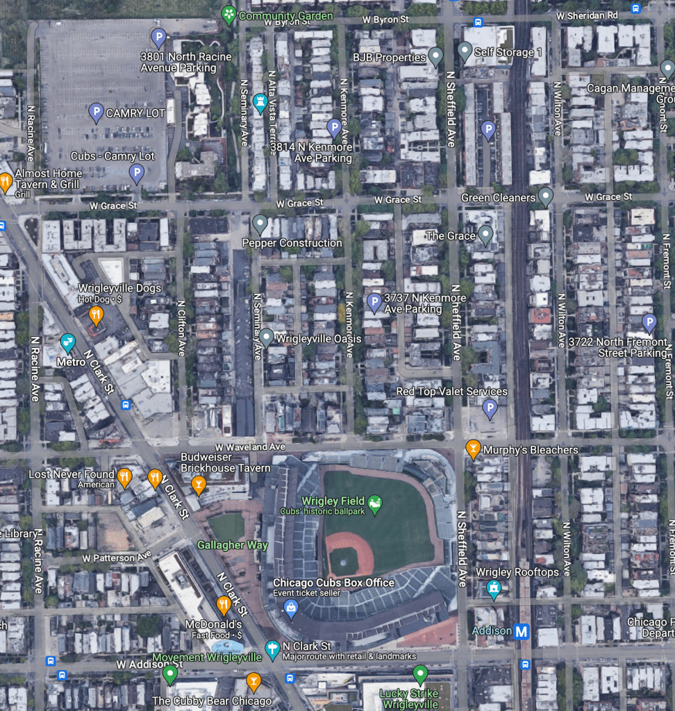 wrigley field parking lots overview map