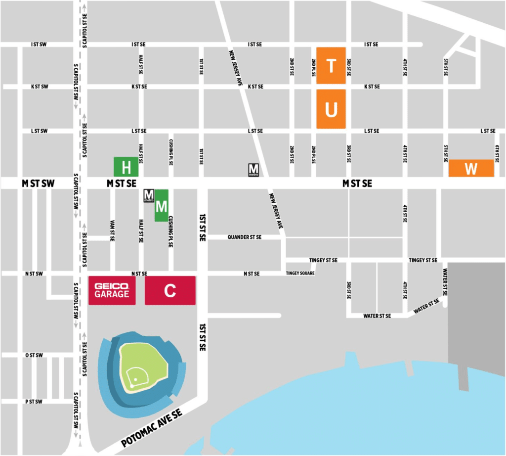 official nationals park parking tips map