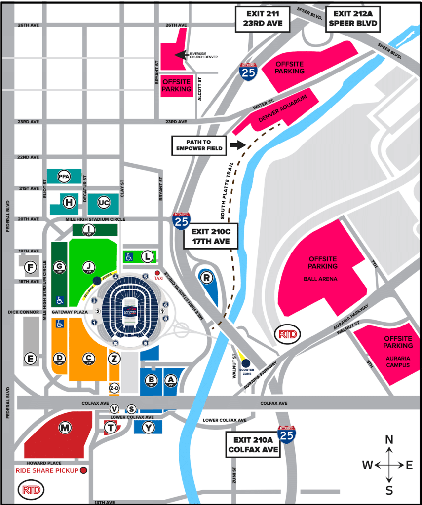 empower field at mile high parking tips map
