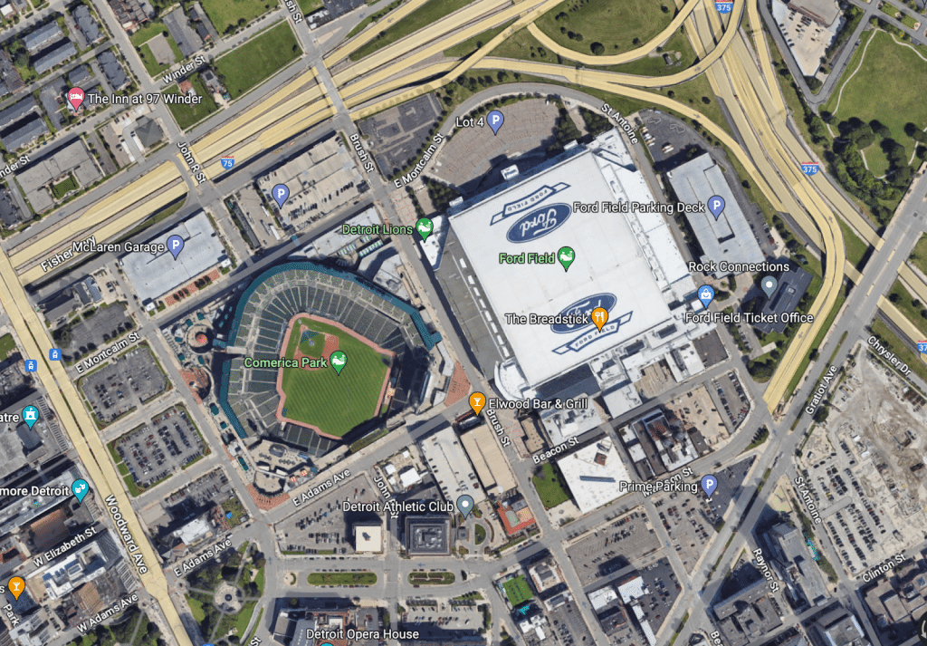 ford field parking tips beside comerica park