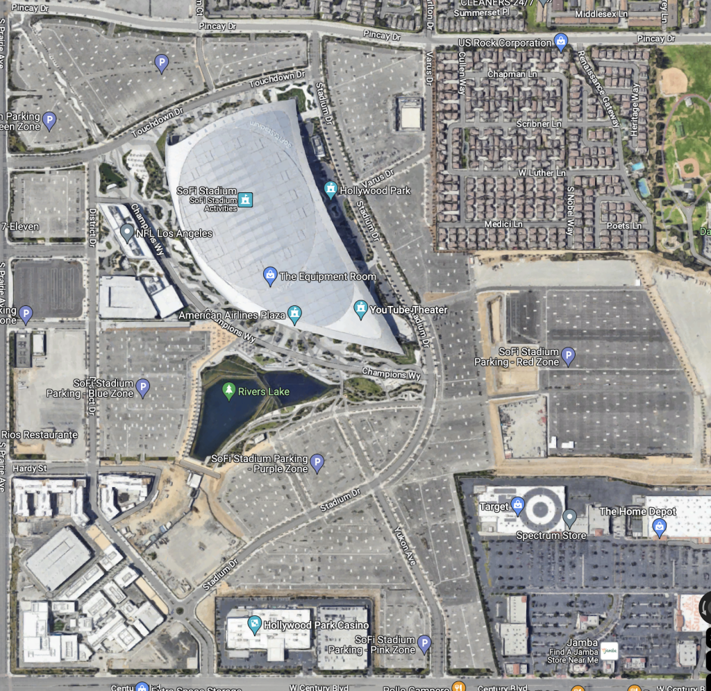 sofi stadium parking google maps