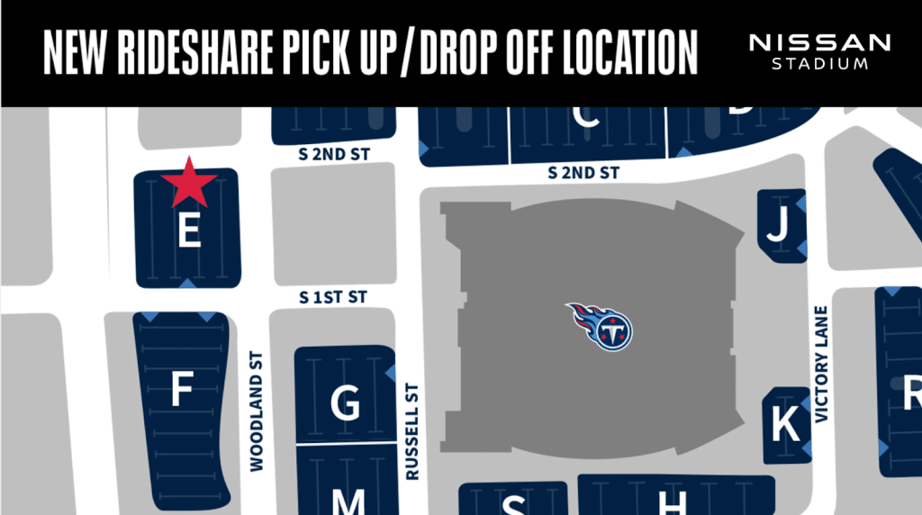 nissan stadium parking tips rideshare map in tennessee