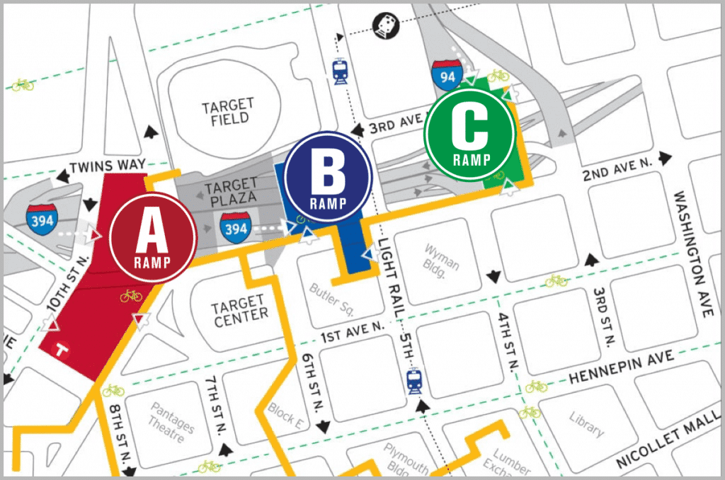 target field parking map overview abc ramps