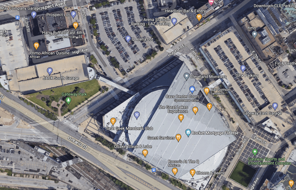 rocket mortgage fieldhouse parking overview map