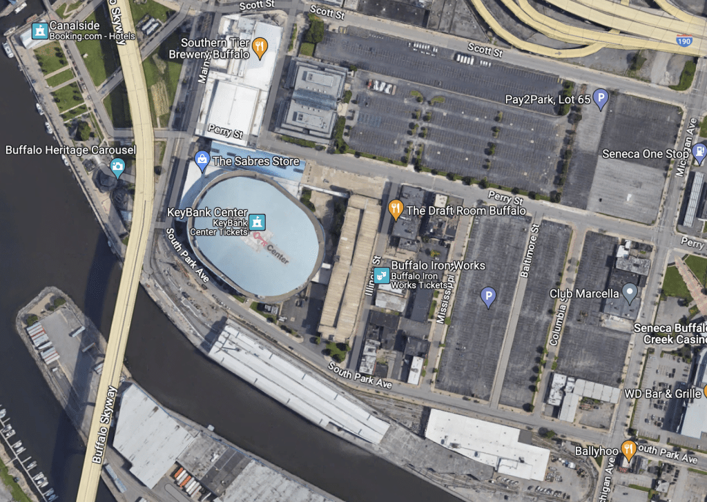 keybank center parking tips overview map