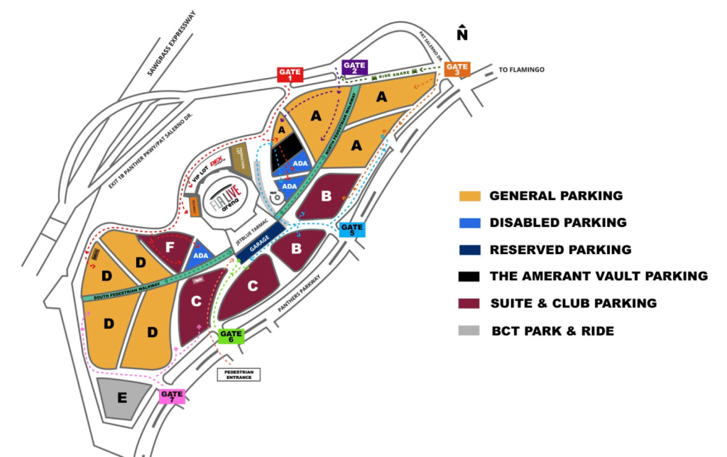 fla live arena official parking map