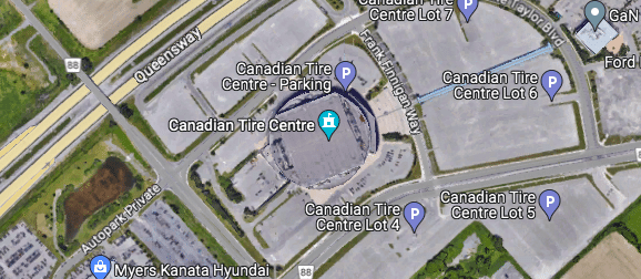 canadian tire centre parking tips official lots
