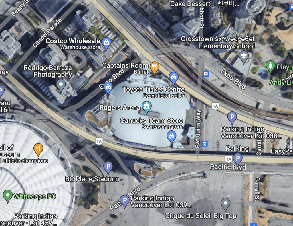 rogers arena parking tips overview map