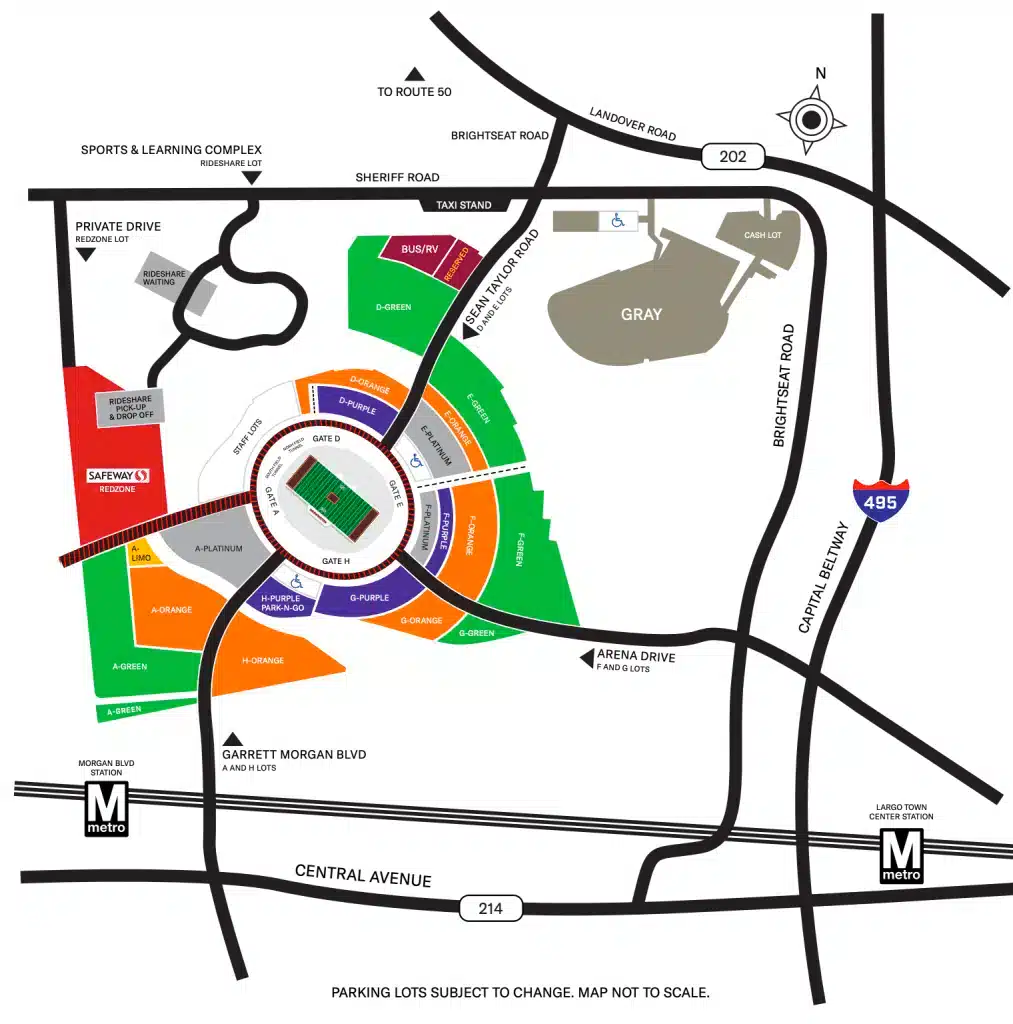 fedex field parking site map in washington