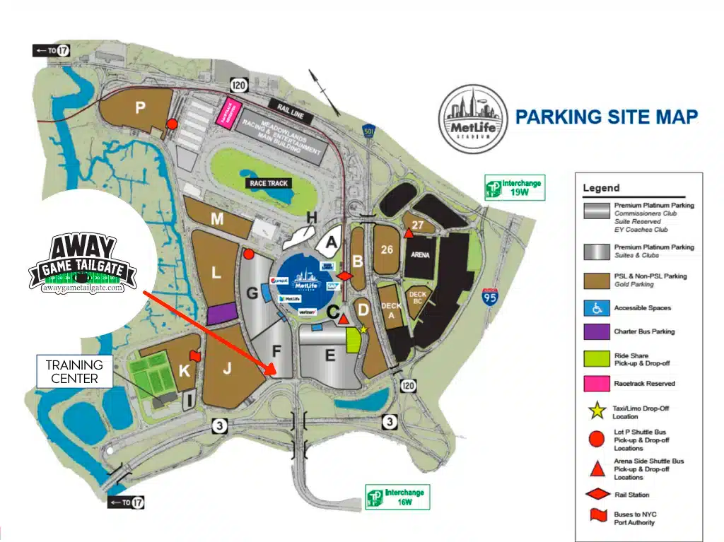 metlife stadium parking site map