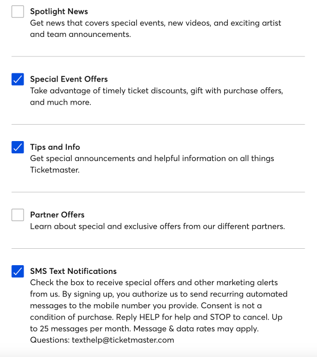 concert alerts on ticketmaster bonus options alerts emails settings